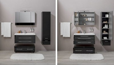 Шкаф пенал Aquanet Верона 40 176673 подвесной R Черный