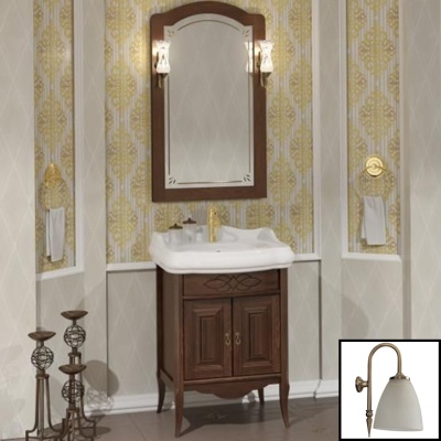 Комплект мебели для ванной Opadiris Лоренцо 60 Светлый орех со светильником Изабель Бронза