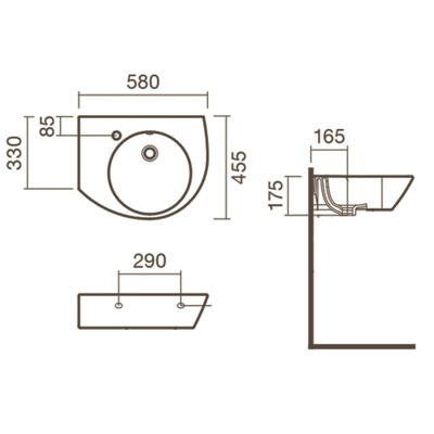 Раковина Sanitana Pop 58 левая S10014037000000 Белая L