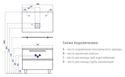 Тумба под раковину Акватон Турин 100 1A121701TU950 Черная глянцевая с белыми панелями