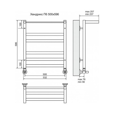 Водяной полотенцесушитель Terminus Хендрикс П6 500x596 4670030723192 с полкой Хром