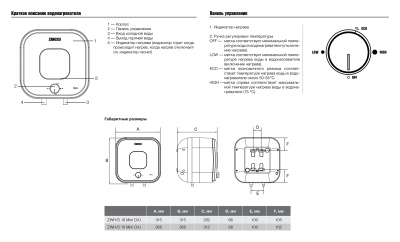 Водонагреватель накопительный Zanussi ZWH/S 10 Mini U (Yellow) Белый Желтый