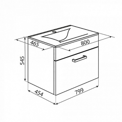 Тумба с раковиной Iddis Mirro 80 подвесная Белая Светлое дерево
