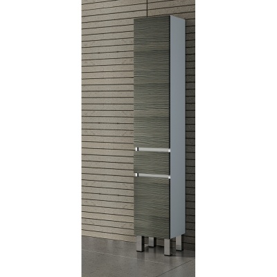 Шкаф пенал SanVit Кубэ-3 32 с фактурой под дерево с бельевой корзиной Венге