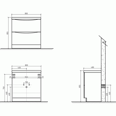 Комплект мебели для ванной BelBagno SET BB N6 Ancona 80 Rovere Moro