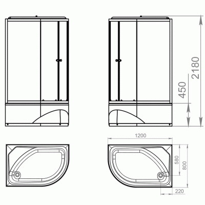 Душевая кабина Domani-Spa Delight 128 High 120x80 DS01D128LHBM10 с гидромассажем профиль Белый задние стенки Черные