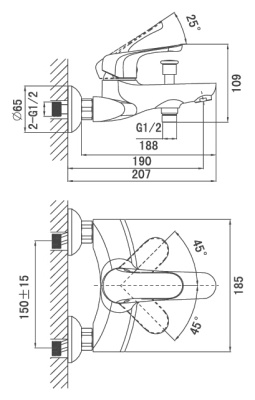 Смеситель для ванны D&K Bayern Wurzburg DA1113201 Хром
