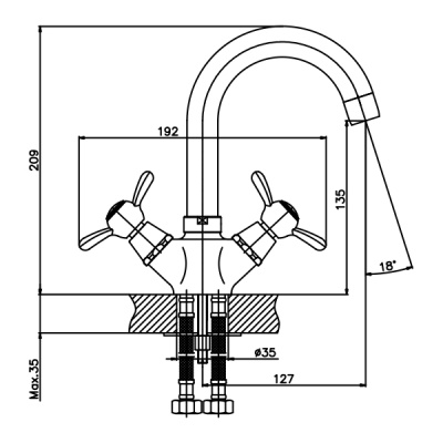 Смеситель для кухни Groft Mars 777 NUT Reflector GF1005 Хром
