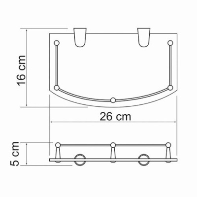 Стеклянная полка WasserKRAFT K-588 Хром