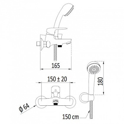 Смеситель для ванны Mariani Essenza 230/ES Хром