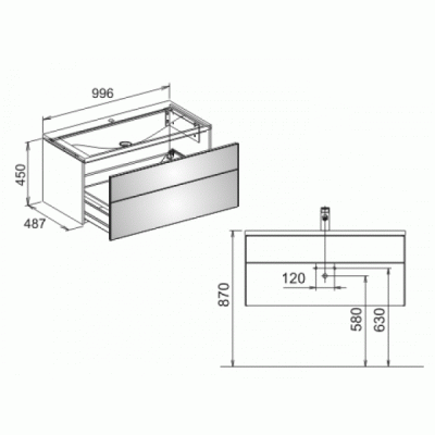 Тумба под раковину Keuco Royal Reflex 34070 210000 Белая