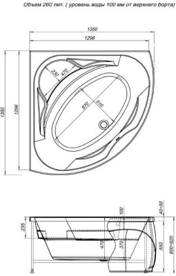 Акриловая ванна Aquanet Vitoria 135x135 204049 без гидромассажа