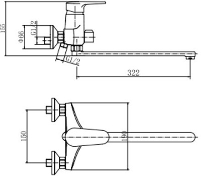 Смеситель для ванны Fashun A2256 универсальный Хром