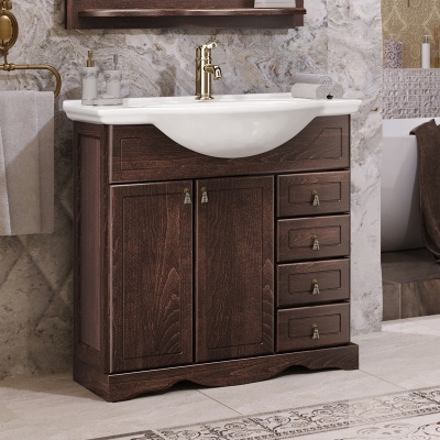 Комплект мебели для ванной Opadiris Клио 80 Орех антикварный со светильником Изабель Бронза