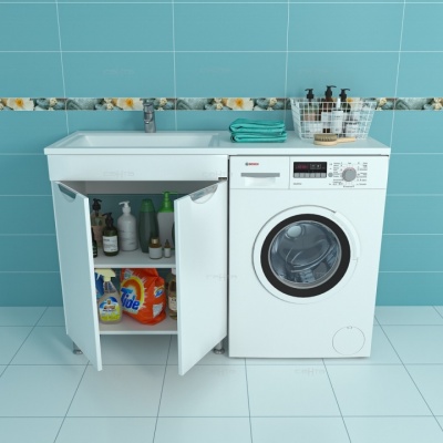 Тумба с раковиной СанТа Лидер 130 L 700261+900114 Белая