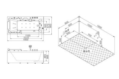 Акриловая ванна SSWW WU0823 180х90 R с гидромассажем
