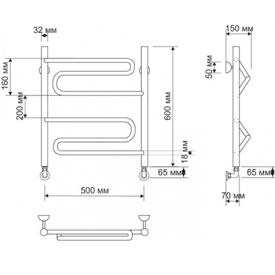 Водяной полотенцесушитель Secado Валенсия 50х60 Бронза