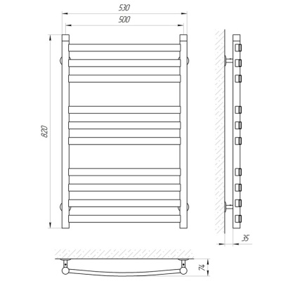 Электрический полотенцесушитель Laris Кватро Классик П10 80х50 Хром
