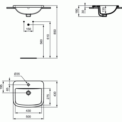 Раковина Ideal Standard Tempo 50 T059201 Белая