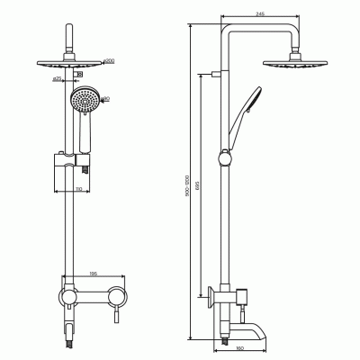 Душевая система Dorff Logic D0703000SS Нержавеющая сталь