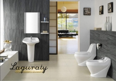 Унитаз моноблок Laguraty 2160AС с бидеткой с бачком и сиденьем Микролифт