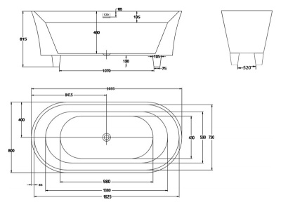Акриловая ванна BelBagno BB40 170x80 Marine marine