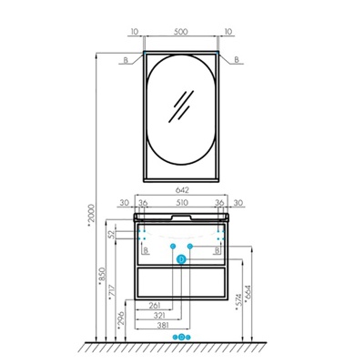 Тумба под раковину Акватон Лофт 65 1A242301LTDY0 подвесная Дуб Кантри