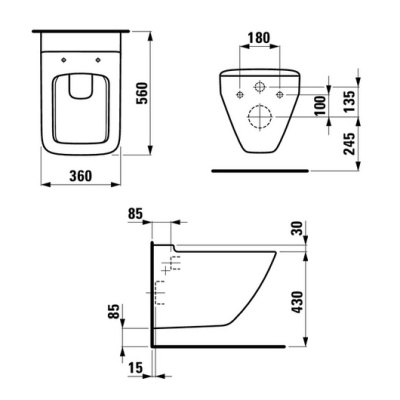 Унитаз Laufen Palace New Rimless 8.2070.6 подвесной без сиденья