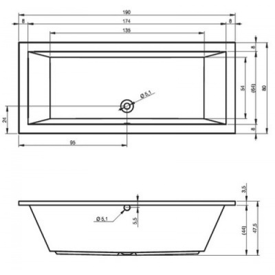 Акриловая ванна Riho Lusso 190x80 без гидромассажа