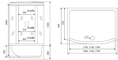 Душевой бокс Timo Standart 88x170 T-1170 с гидромассажем
