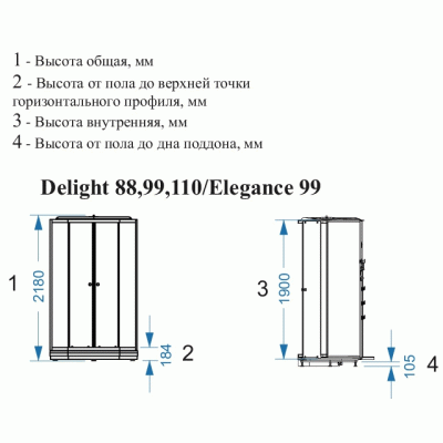 Душевая кабина Domani-Spa Delight 99 90x90 DS01D99LDbCl00 профиль Графит задние стенки Синие