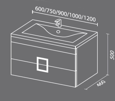 Тумба с раковиной SanVit Квадро Lux New 120 kkvadn120 в цвете Ral подвесная Белый глянец