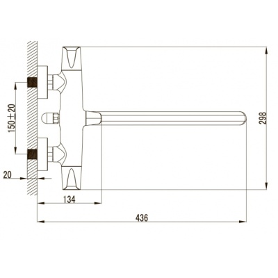 Смеситель для ванны Kaiser Suer 46155+DN-027 универсальный Хром