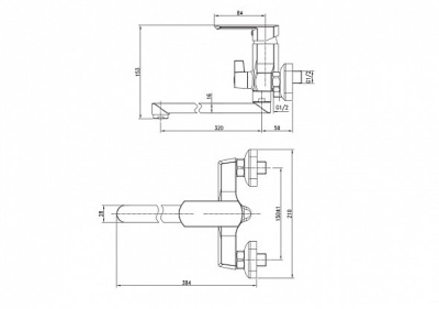 Смеситель для ванны Aquanet Cinetic AF120-21С универсальный Хром