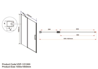 Душевая дверь Vincea Orta VPP-1O100CL 100x190 профиль Хром стекло прозрачное