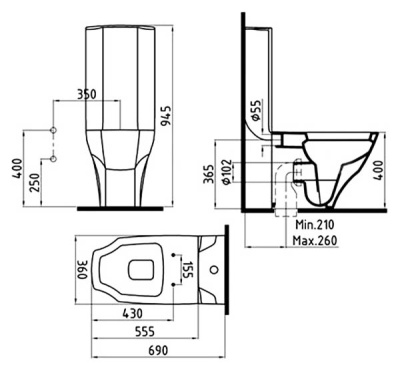 Унитаз-компакт Bien Fracture FRKK05601VP0W3000TK с сиденьем Микролифт с бачком