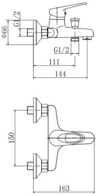 Смеситель для ванны Fashun A3013 Хром