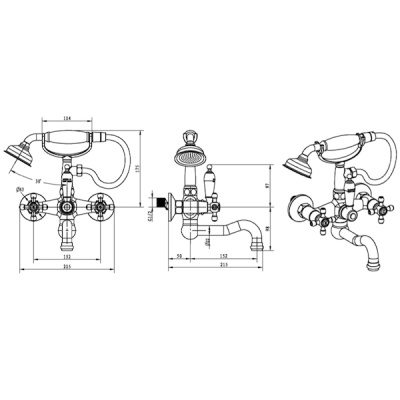 Смеситель для ванны Boheme Satine 293-ST Золото
