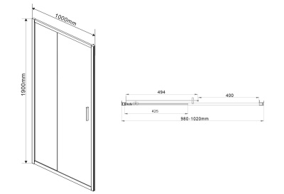 Душевая дверь Vincea Garda VDS-1G100CL 100x190 профиль Хром стекло прозрачное