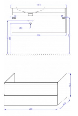 Тумба под раковину Jacob Delafon Madeleine 100 L EB2054-J5 подвесная Белая глянцевая