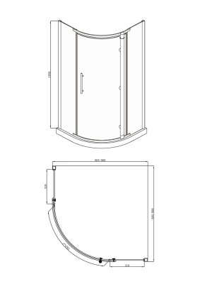Душевой уголок Bravat Black Line 90x90 BS090.1110A профиль Черный стекло прозрачное