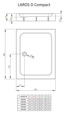 Акриловый поддон для душа Radaway Laros D Compact 80x90x17 белый