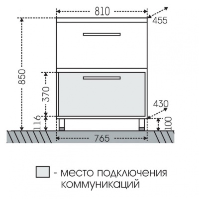 Тумба с раковиной СанТа Калипсо 80 2 ящика Белая