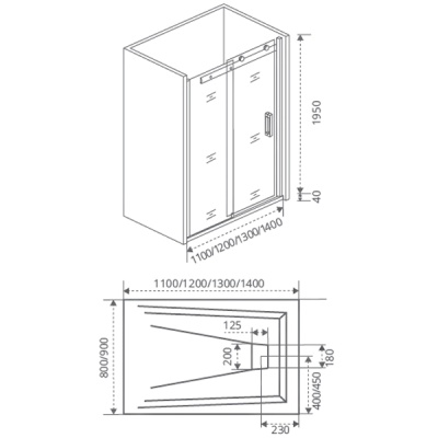Душевая дверь в нишу Good Door Galaxy WTW-130-C-CH 130 профиль Хром стекло прозрачное