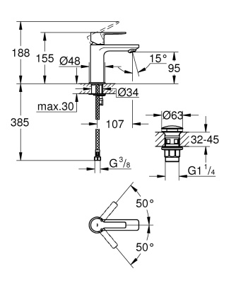 Смеситель для раковины Grohe Lineare New 23791001 Хром