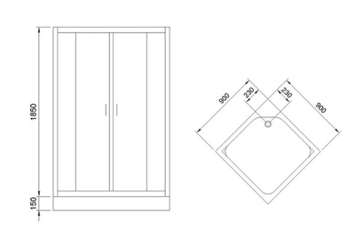 Душевой уголок Royal Bath HP 90х90 RB90HP-T с поддоном профиль Белый стекло прозрачное