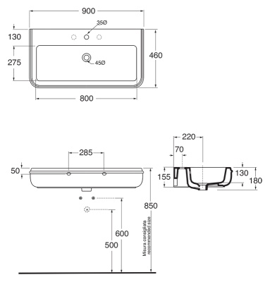 Раковина Azzurra Charme CHA290 bianco lucido