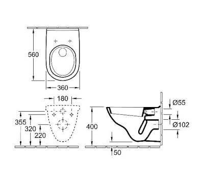 Унитаз Villeroy&Boch O Novo 5660H1 подвесной с сиденьем Микролифт и покрытием Ceramic plus