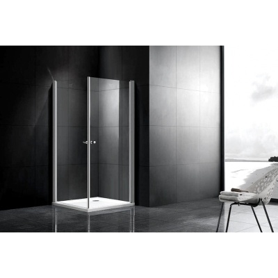 Душевой уголок Gemy New Rockcoco 80х190 квадратный две распашные дверцы профиль Хром стекло прозрачное