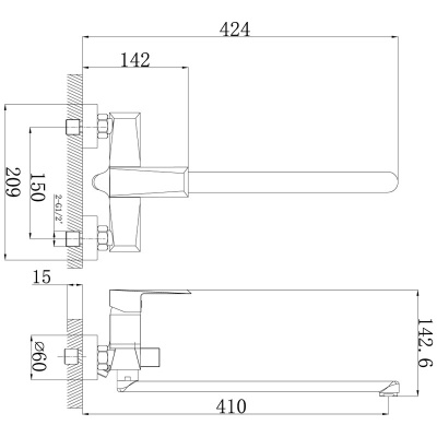 Смеситель для ванны Rossinka RS38-32 Хром